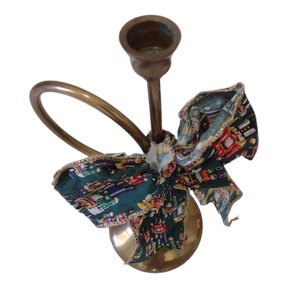 Vintage Brass Trumpet Candle Stick Christmas Home Decor Holiday Decorations - Picture 1 of 6